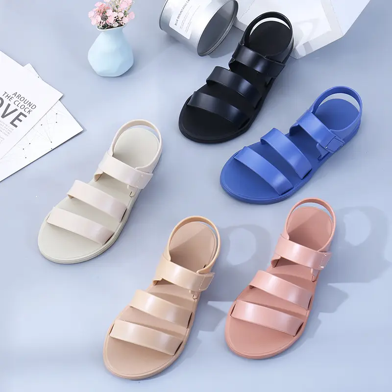 (Wholesale), summer women's slippers PVC flat, trend casual sandals — chobi 2