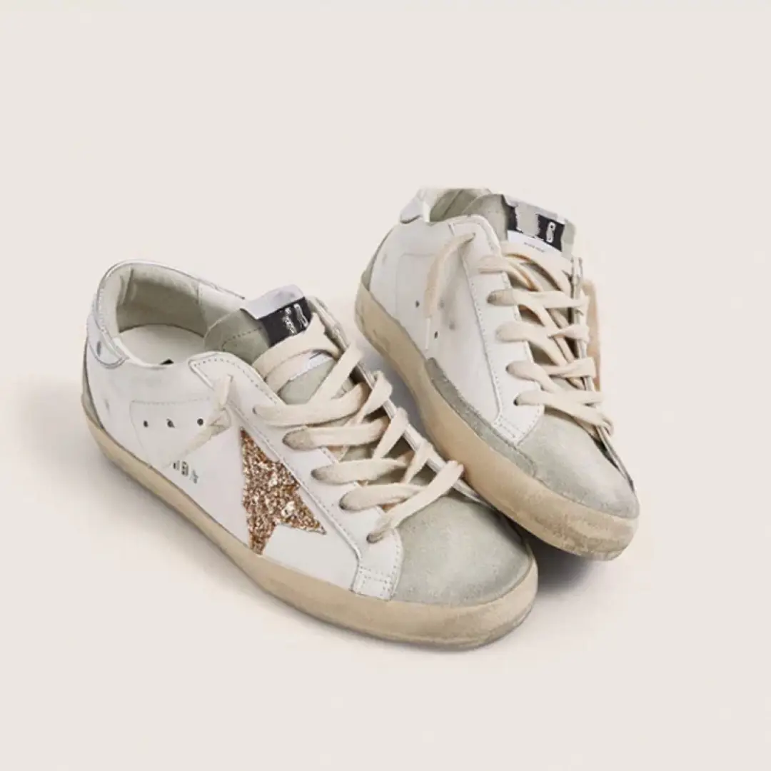 Korean version 2025 new SUPERSTAR genuine leather old retro small dirty shoes women's inner heightening star shoes dirty shoes — chobi 23