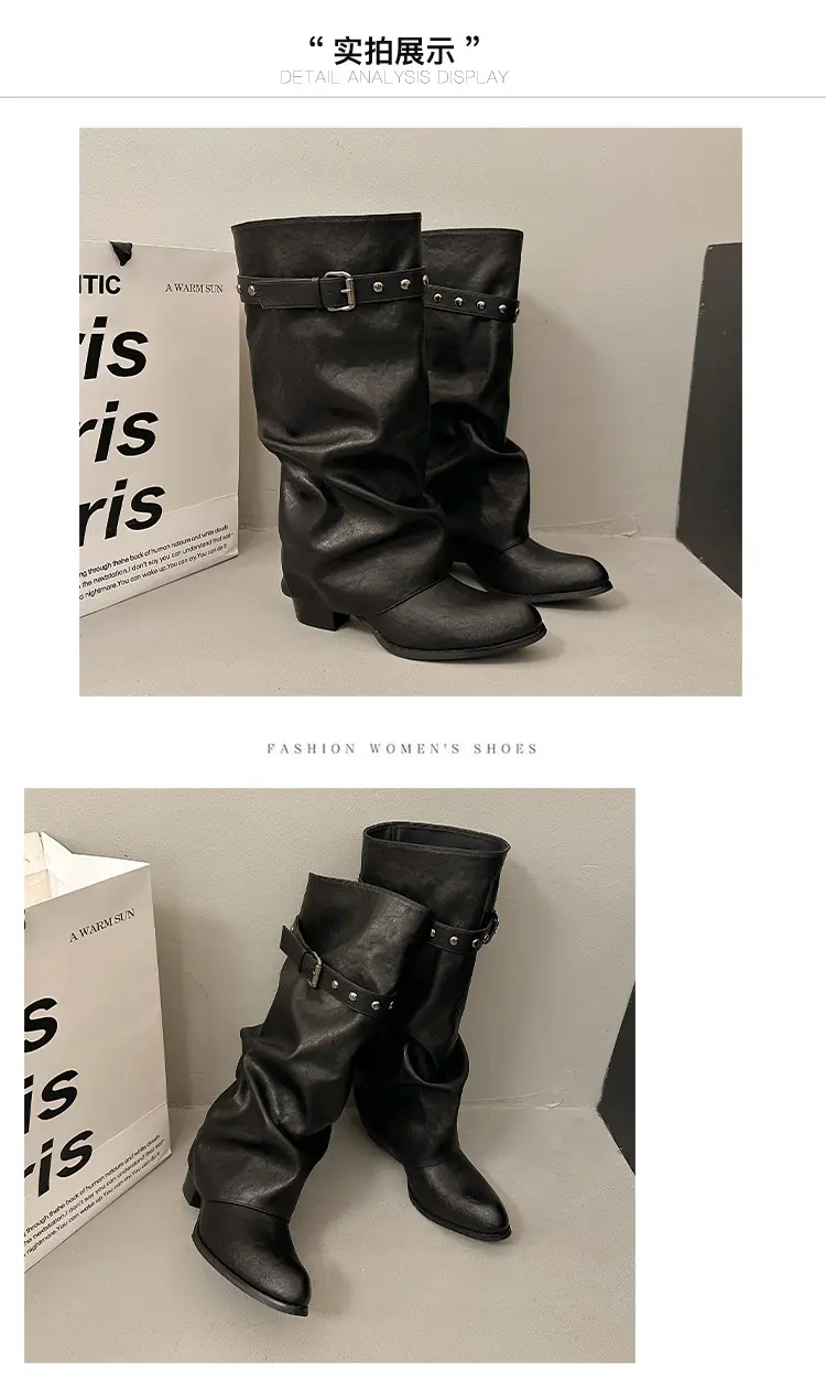 Summer high boots, fashionable trousers, belt, buckle, spring 2026 collection, visually slimming, wide stable heel — chobi 13