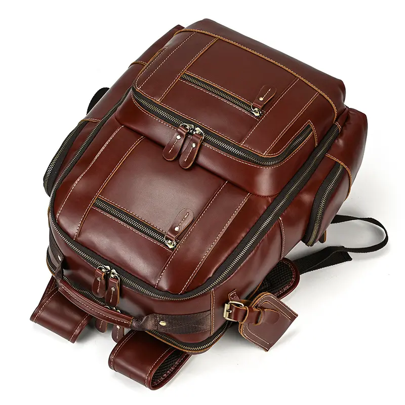 Leather backpack, men's capacious travel bag, one-shoulder bag — chobi 31