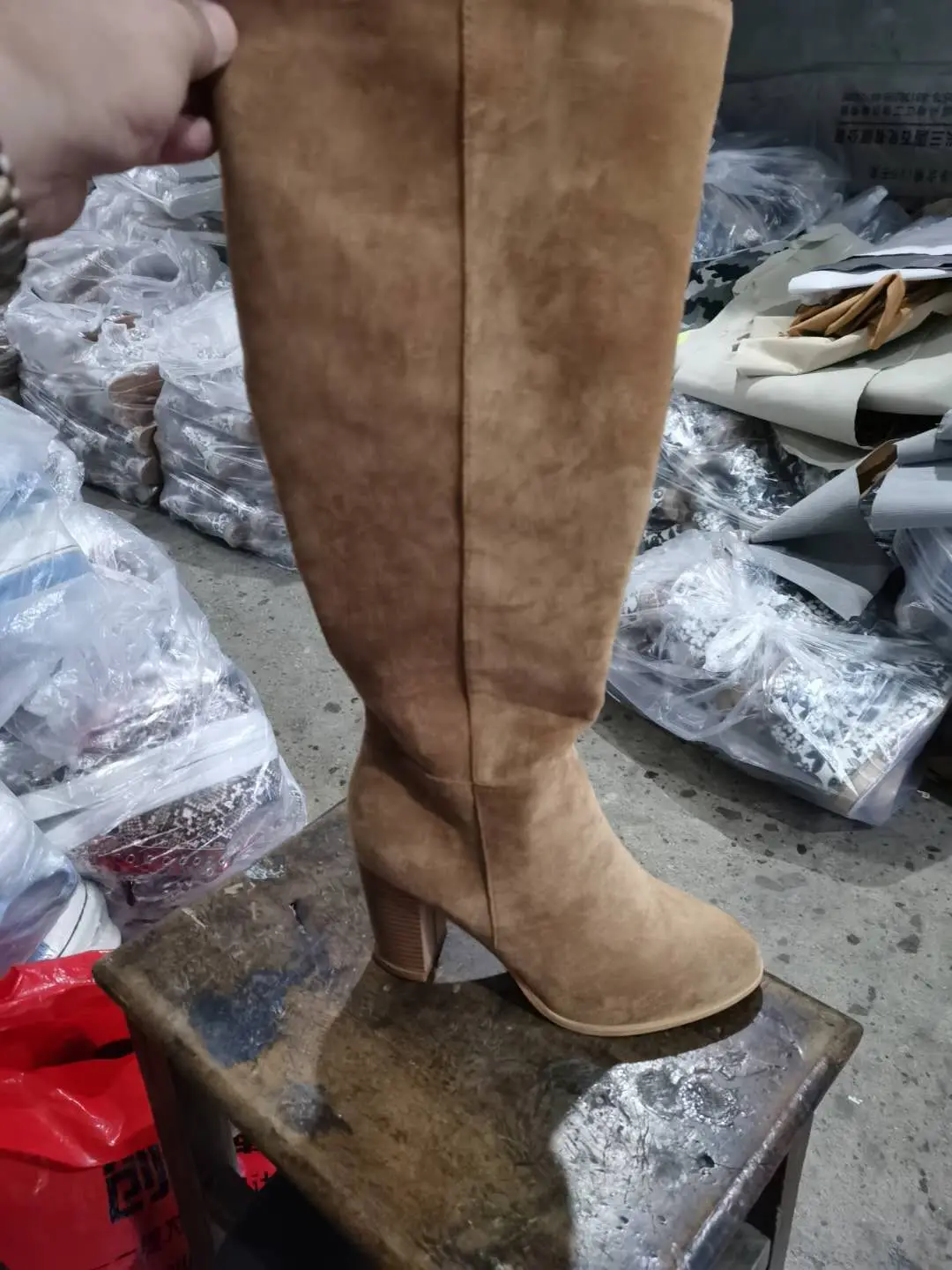 Women over -the -knee boots 2020 autumn and winter new rough heels high -heeled small, lean fluff boots women's side zipper long and winter — chobi 5