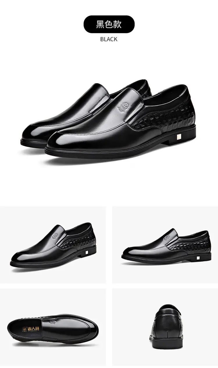 Men's human head, leather casual wedding shoes, crocodile print, genuine leather, cowhide — chobi 26