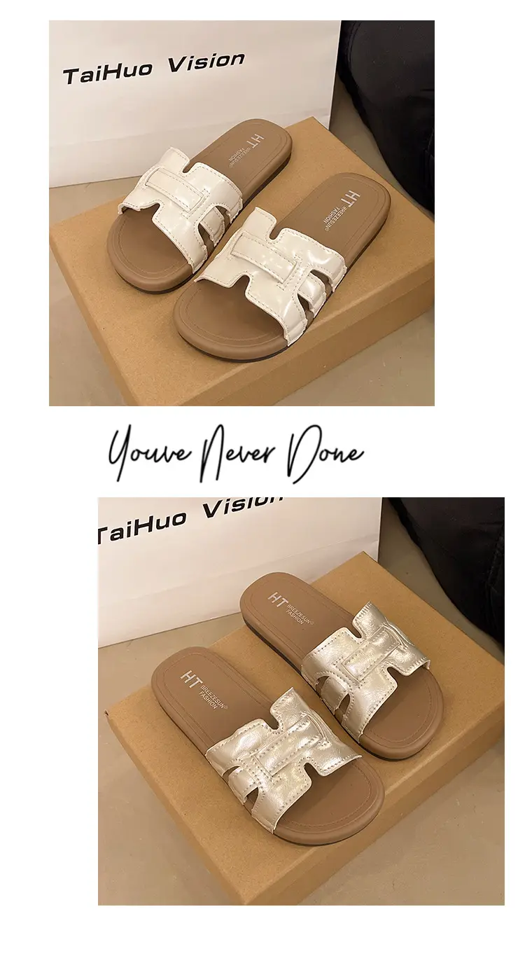 Retro summer women's slippers to go out, casual sandals flat, mule, high-quality style, internet celebrity — chobi 13