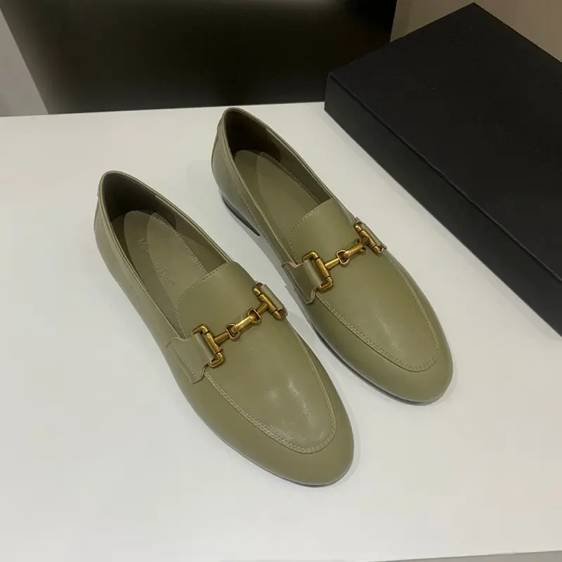 Autumn leather casual loafers flat, metallic color, 2023, trend of season, round toe, cowhide — chobi 9