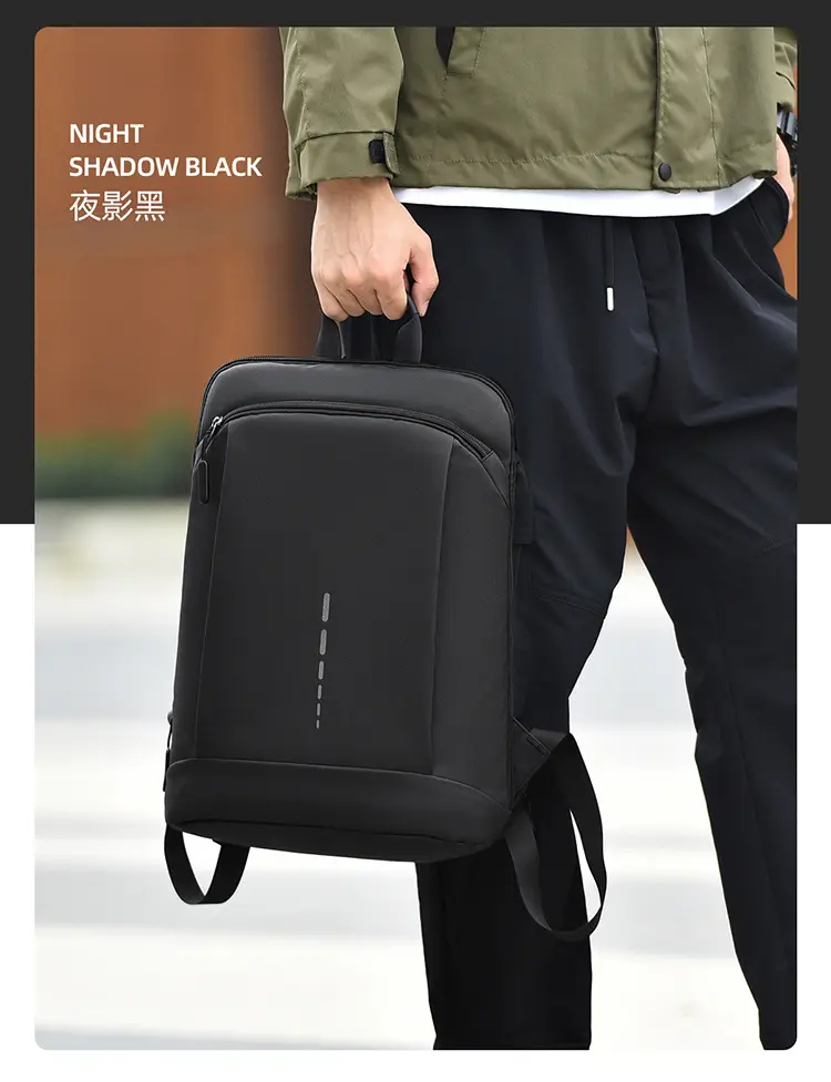 Capacious casual laptop, light and thin backpack, business version, with your logo imprint — chobi 4