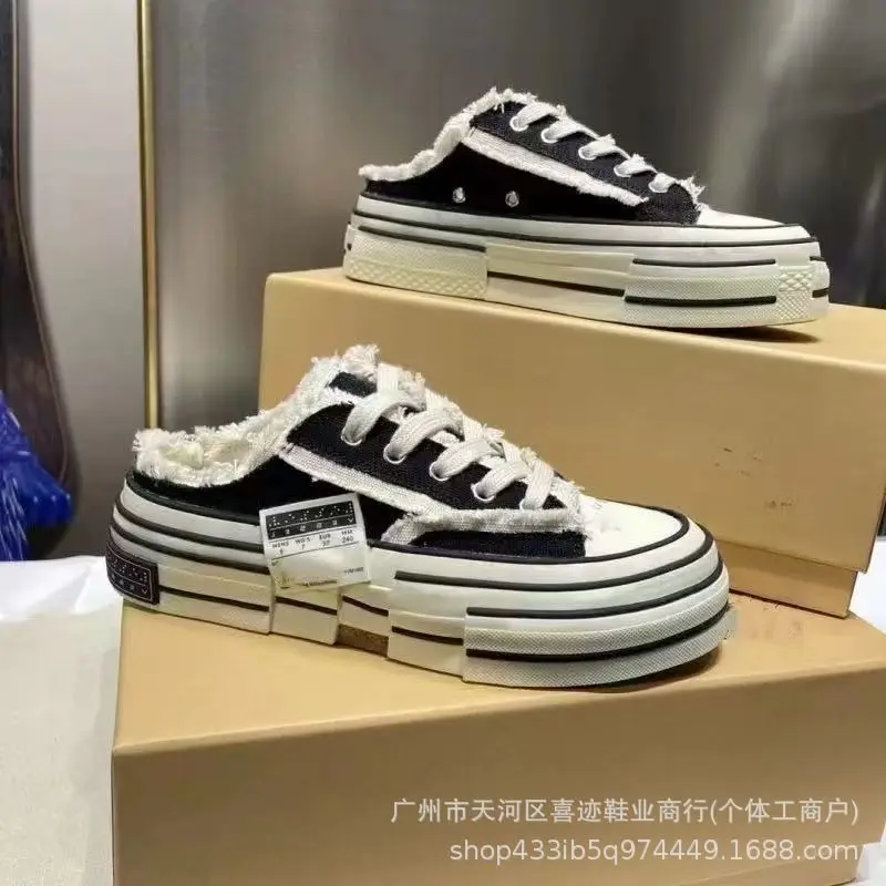 High version of Wu Jianhao's same style beggar's shoes for men and women, breathable casual lazy one-legged Muller half drag for women — chobi 3