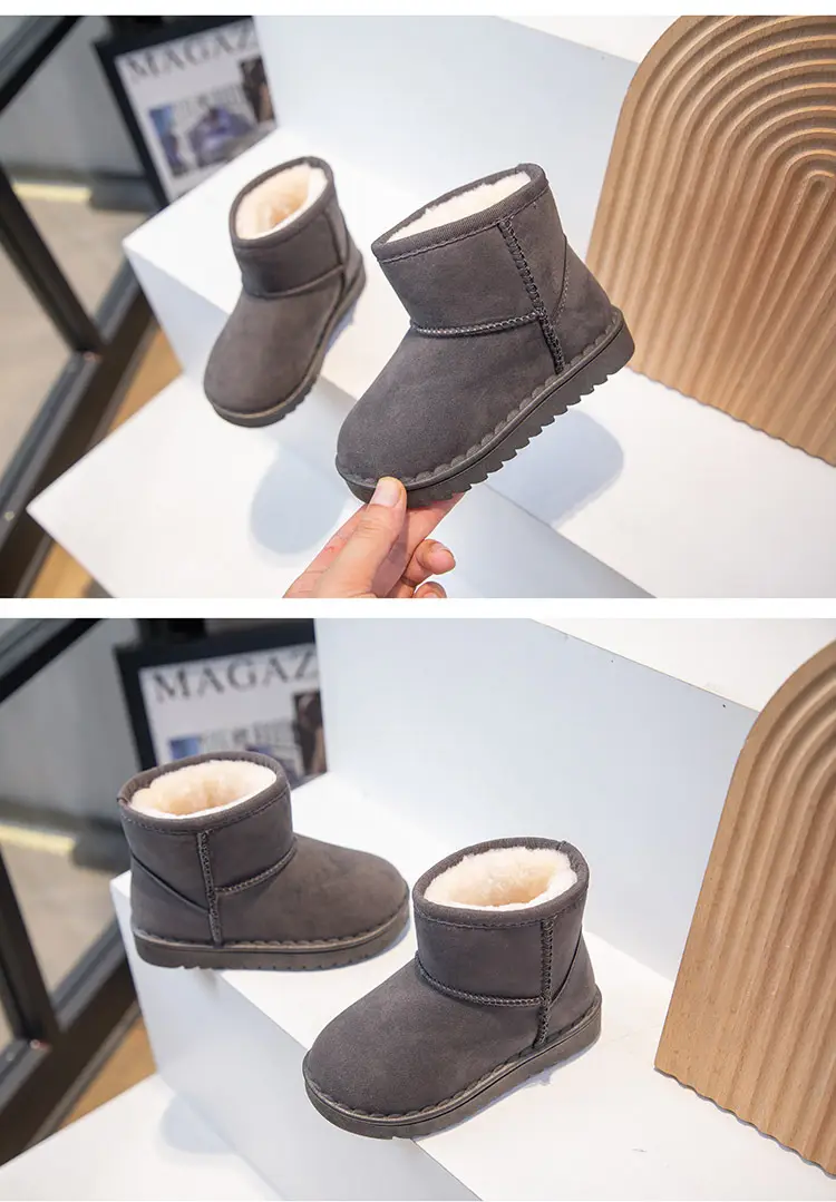 Children's winter set for men and women, slip-ons, suede insulated keep warm low boots, for teenagers — chobi 8