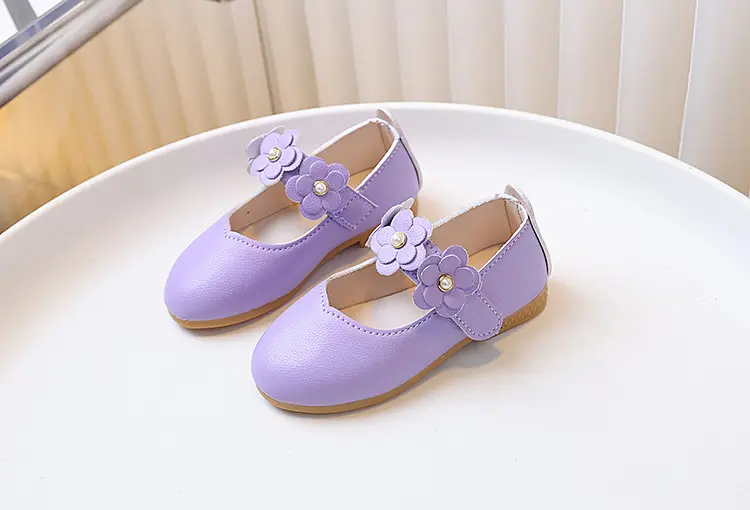 Children's white shoes made of black leather for students — chobi 14
