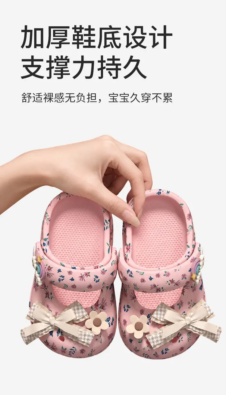 Crocs-style slippers with bow, children's Mary Jane shoes, sandals, beach women's slippers, beach footwear, closed toe, princess style — chobi 9