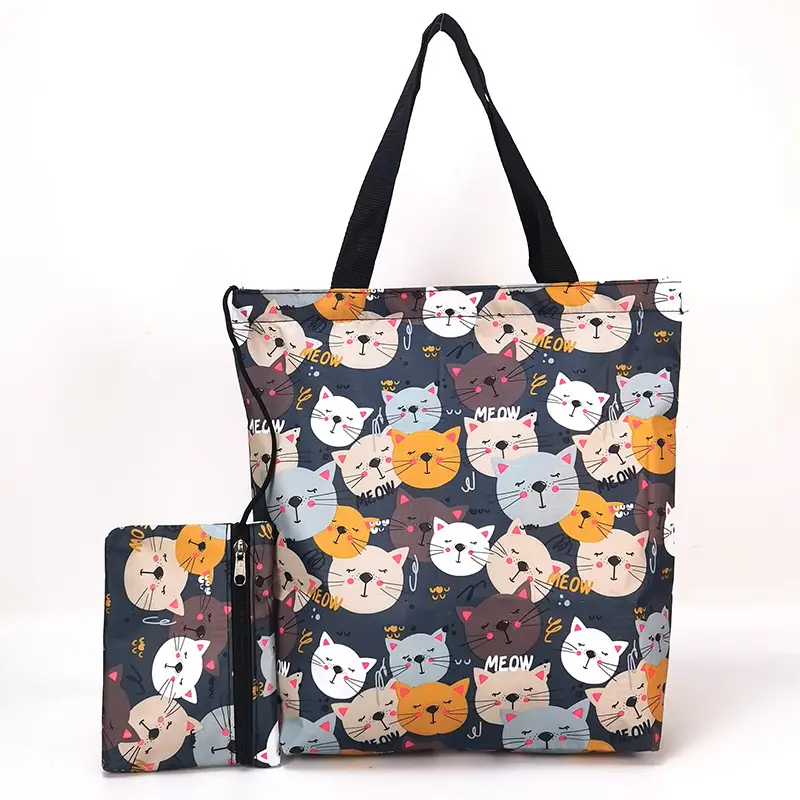 Waterproof shopping bag with zipper, folding handheld linen bag, travel bag, (Physicals), increased thickness — chobi 15