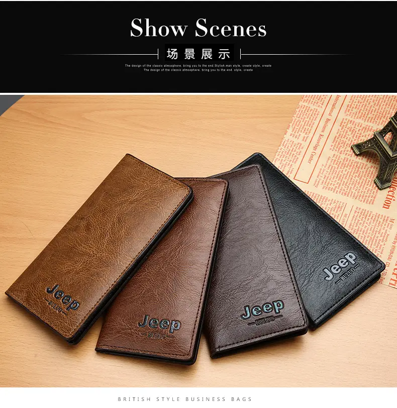 (Cross-border trading), jeep, men's long wallet, card holder, retro solid color bag — chobi 26