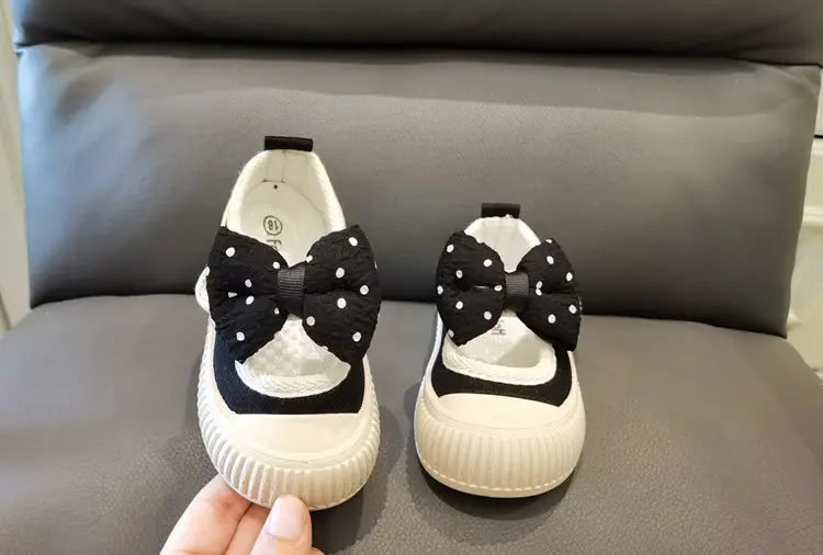 Children's cloth espadrilles with bow for early age, suitable for spring and autumn, soft sole, princess style — chobi 7