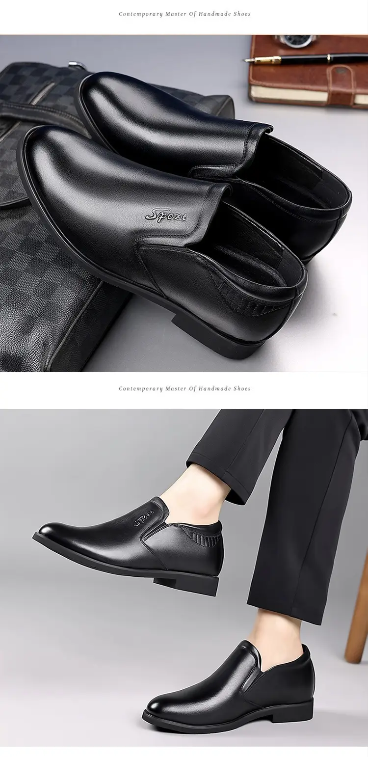 Shoes, case, men's leather slip-ons with hidden heel, trend of season, genuine leather, cowhide, size from 35 — chobi 16