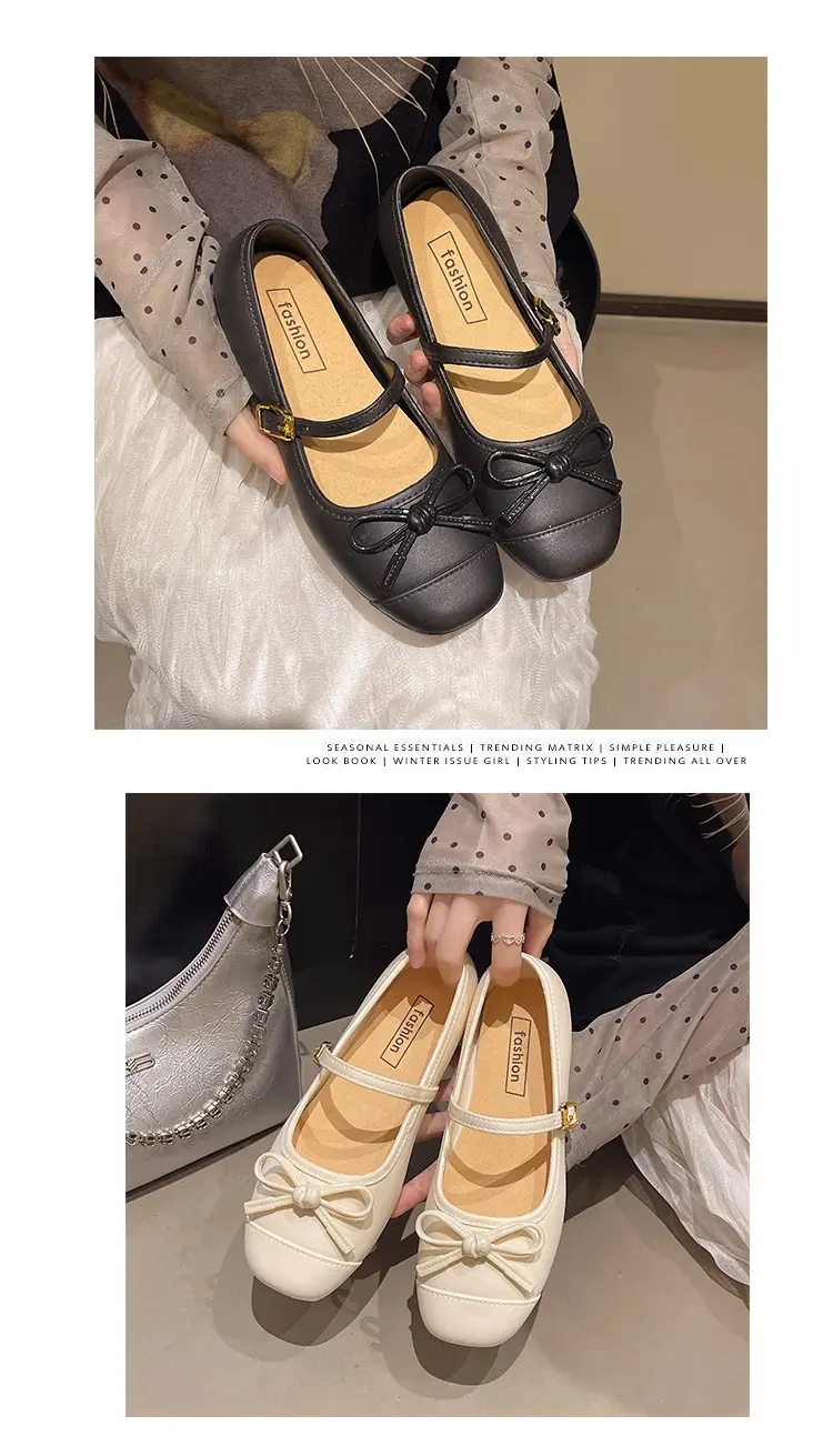 Summer breathable fashionable Mary Jane shoes with bow, french style, high-quality style, women's style, 2026 years — chobi 6