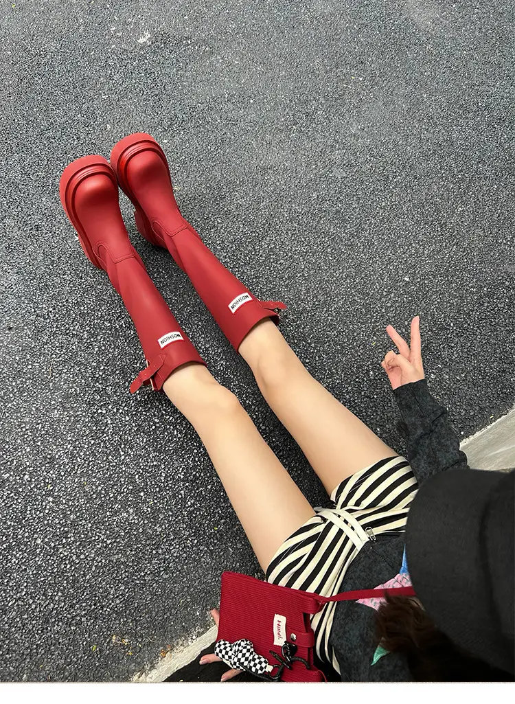 Women's red high boots for camping — chobi 5