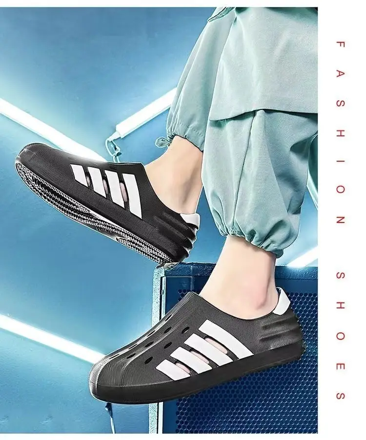 (Wholesale), ultra-soft summer Crocs-style slippers, beach sports sandals, suitable for outdoor wear, can be worn in two ways, closed toe, plus size — chobi 12