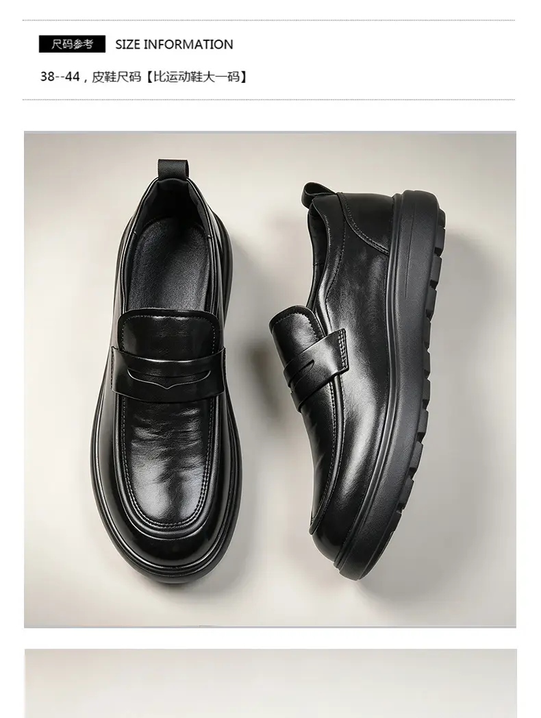 Shoes, loafers platform, universal slip-ons, men's casual breathable classic suit jacket, genuine leather — chobi 3