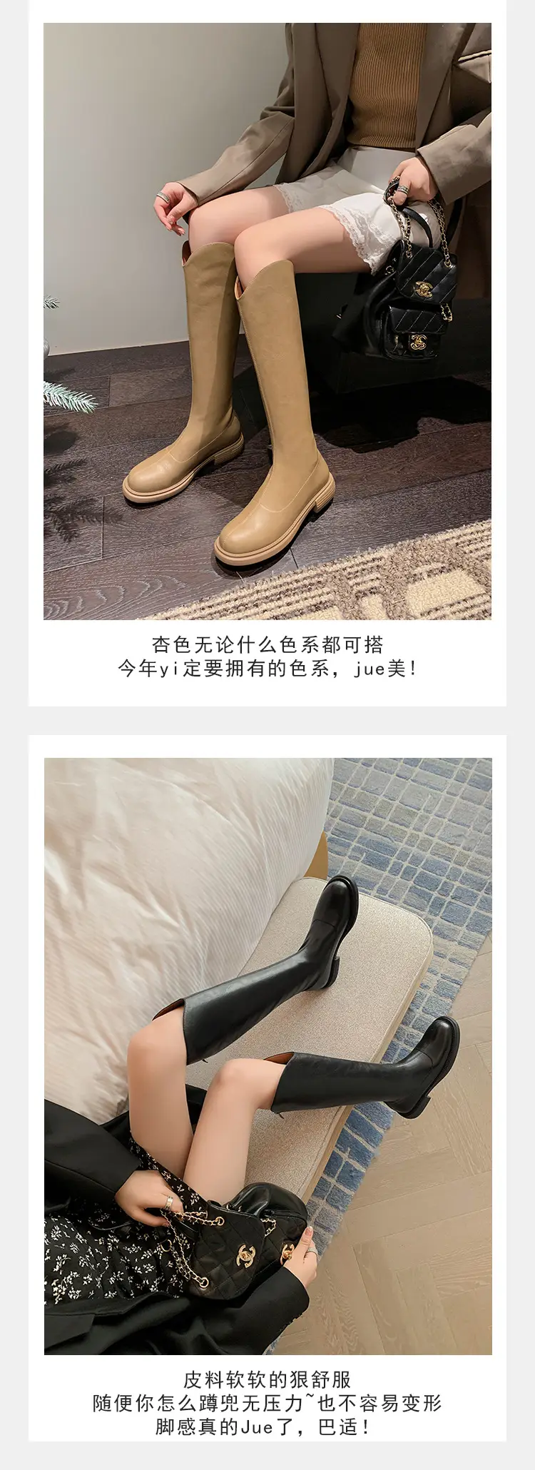 Denim demi-season high boots, visually slimming, genuine leather, 2023 — chobi 8