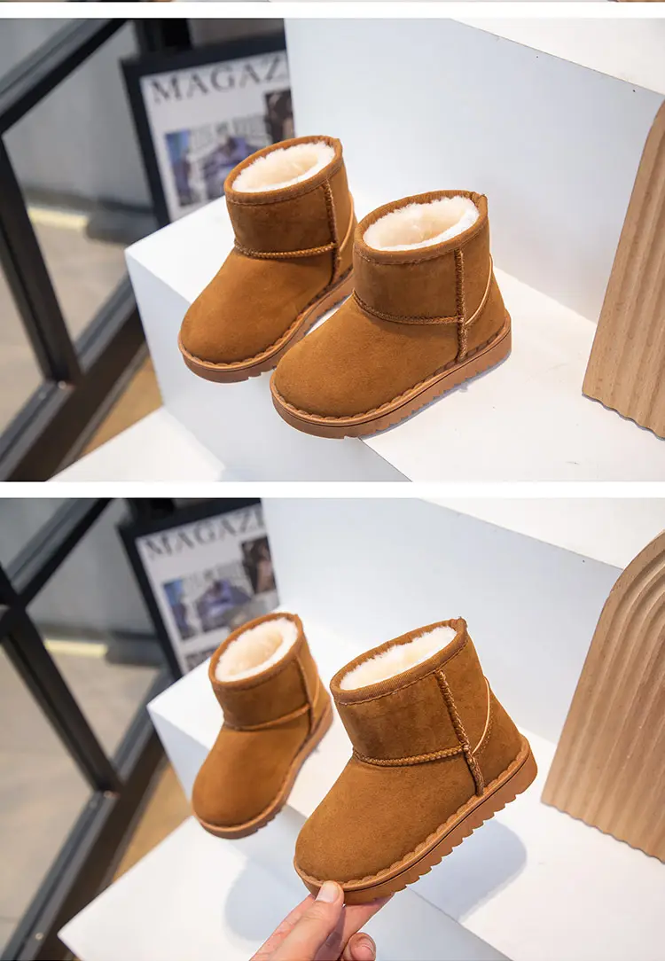 Children's winter set for men and women, slip-ons, suede insulated keep warm low boots, for teenagers — chobi 15
