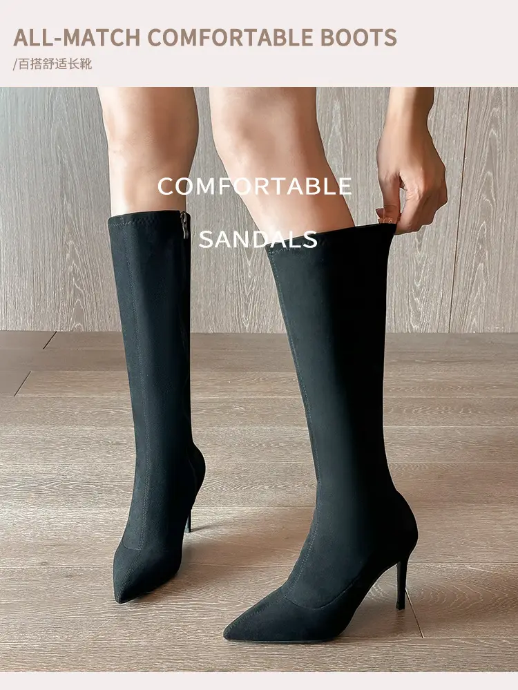Fashionable demi-season high boots, high heels pointed-toe stiletto heels, 2025 years, mid-length — chobi 1
