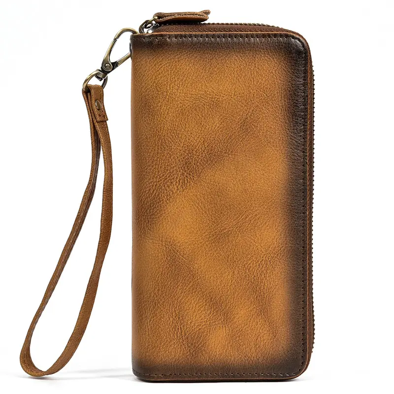 Leather long wallet with zipper, genuine leather — chobi 28
