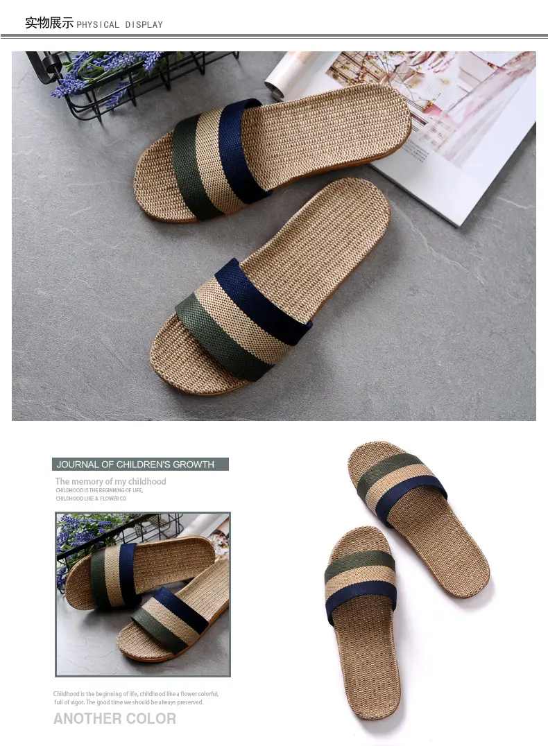 Non-slip summer men's slippers platform for men and women, for beloved, cotton and linen — chobi 9