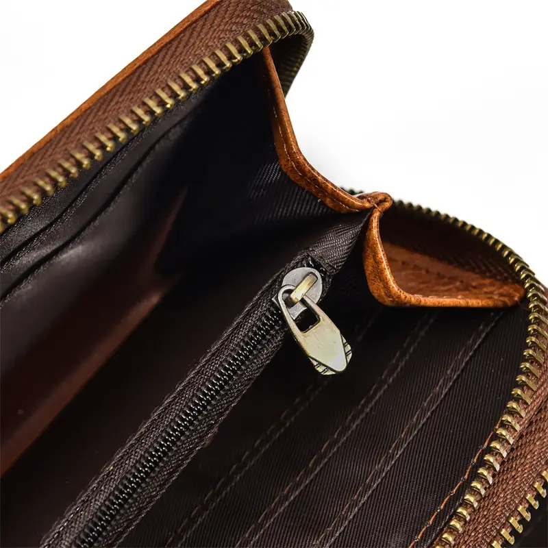 Leather long wallet with zipper, genuine leather — chobi 25