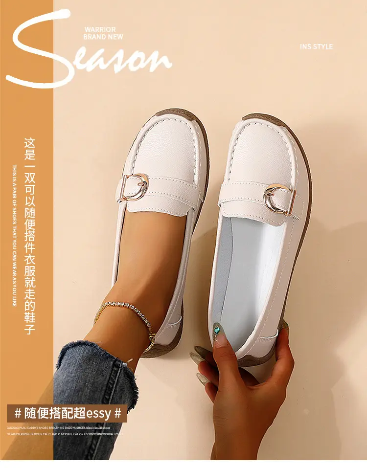 Casual women's loafers flat, comfortable “mom shoes”, Collection Year 2026, soft sole, plus size, non-slip sole — chobi 1