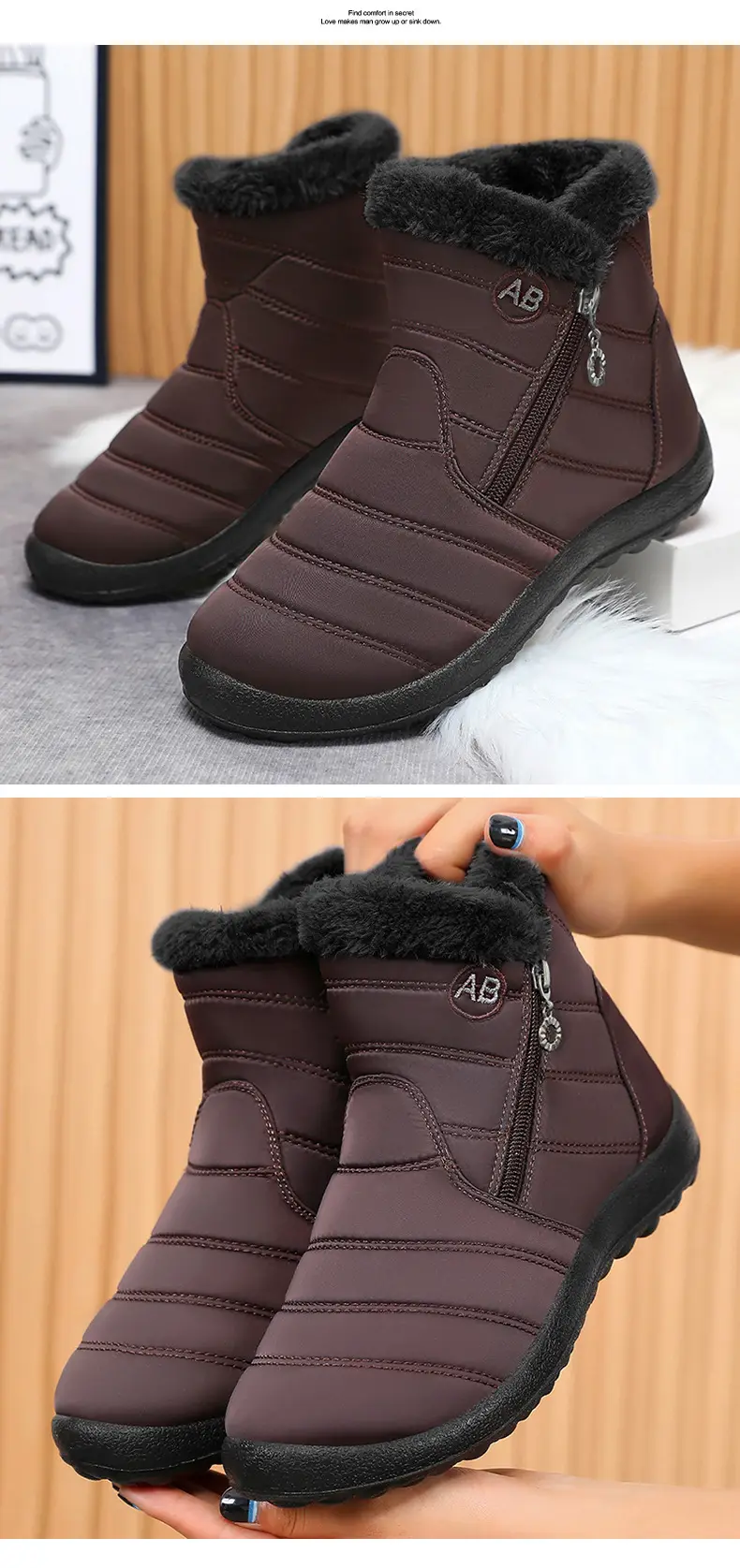 Cross-border large size women's shoes cotton shoes foreign trade polyurethane long cotton boots plus velvet thickening warm high top women's boots sno — chobi 22