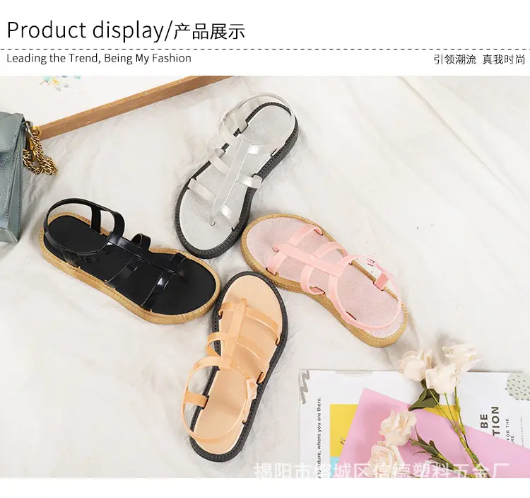 (Wholesale), summer women's slippers PVC flat, trend casual sandals — chobi 21