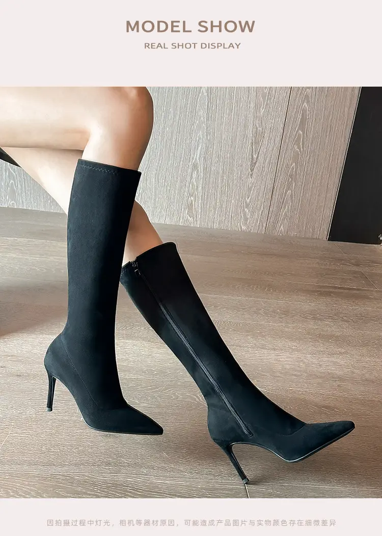 Fashionable demi-season high boots, high heels pointed-toe stiletto heels, 2025 years, mid-length — chobi 7