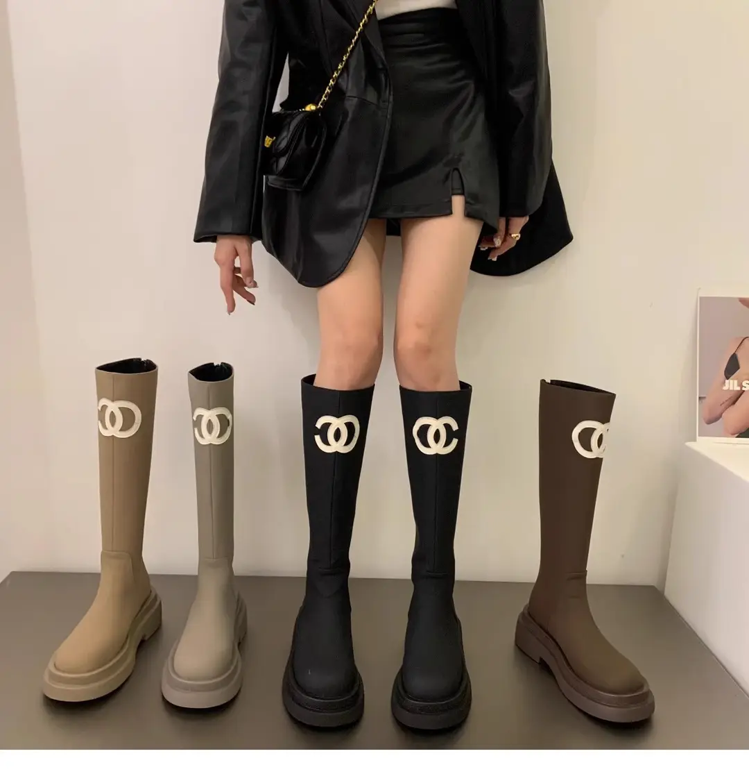 Autumn high boots platform, trend of season, Chanel style, for teenagers — chobi 6