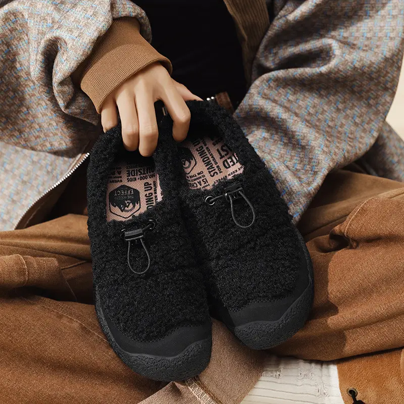 Women's shoes with soft soles and the same style as Cohen's sheep's hoof women's cotton shoes to keep warm and fall and winter new outdoor furry shoes — chobi 23