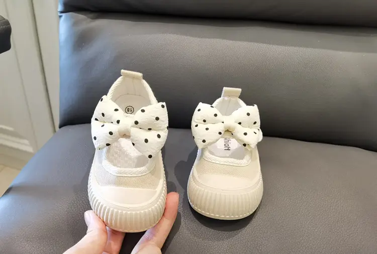 Children's cloth espadrilles with bow for early age, suitable for spring and autumn, soft sole, princess style — chobi 10
