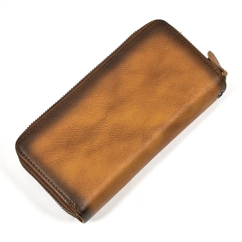 Leather long wallet with zipper, genuine leather — chobi 32