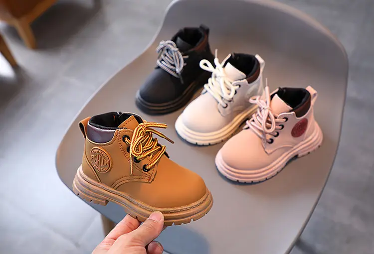 A piece of children Martin boots 2023 autumn and winter new girls wild yellow boots boys retro British style — chobi 2