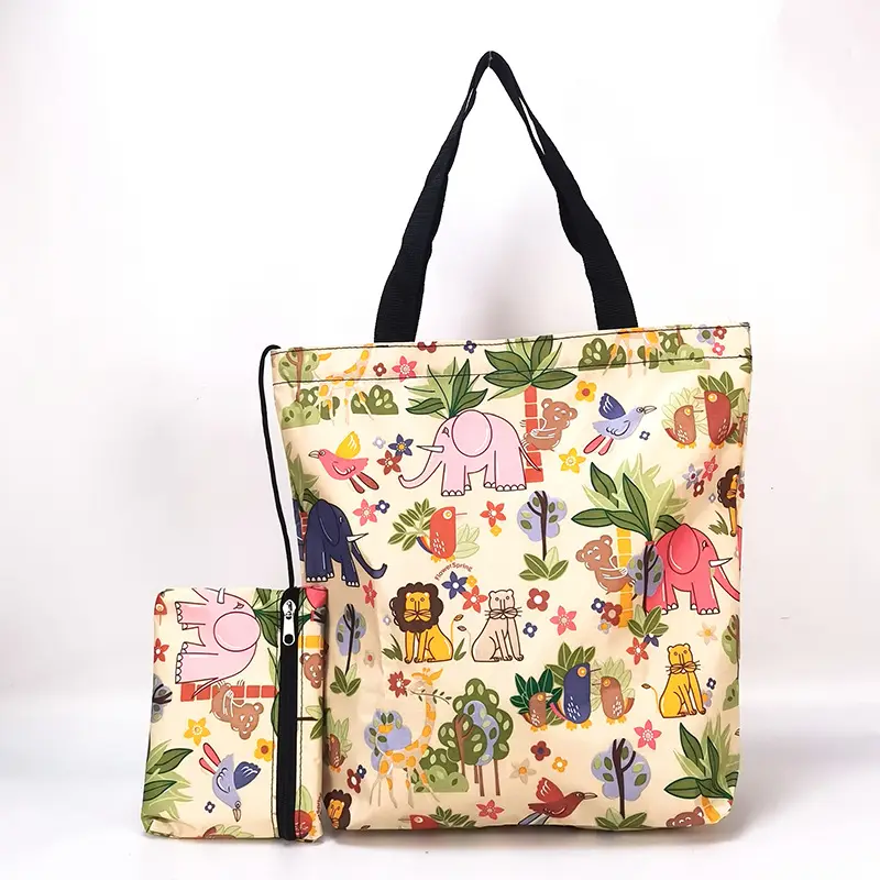 Waterproof shopping bag with zipper, folding handheld linen bag, travel bag, (Physicals), increased thickness — chobi 12
