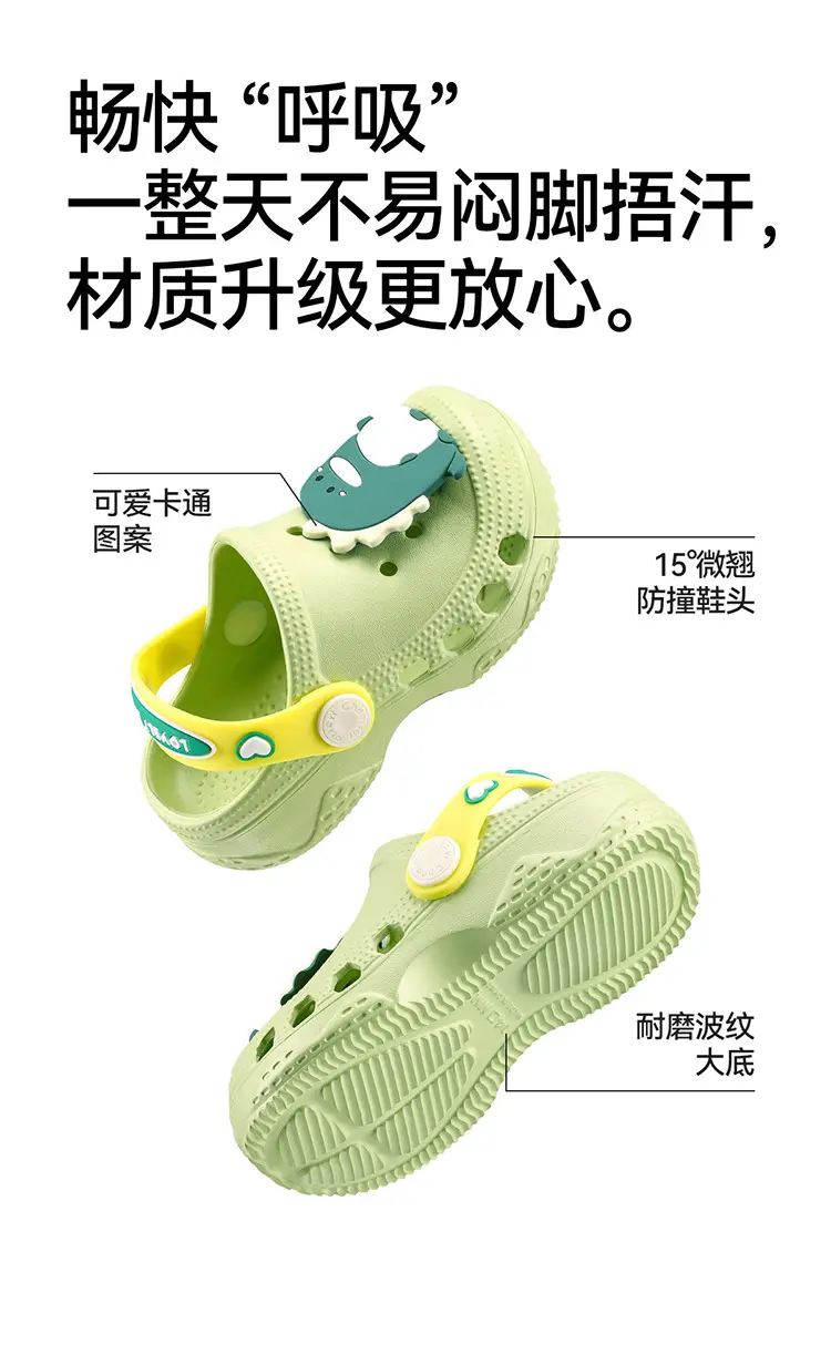 Children's cute Crocs-style slippers for boys, beach mule, soft sole, closed heel, closed toe — chobi 2