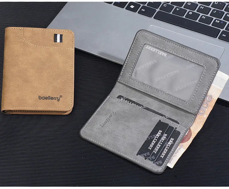 Ultra thin short small wallet, suede card holder for students — chobi 16