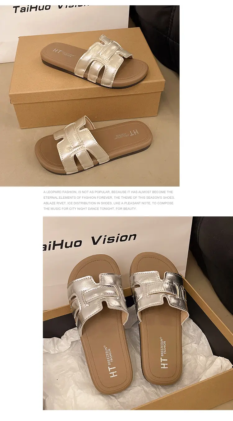 Retro summer women's slippers to go out, casual sandals flat, mule, high-quality style, internet celebrity — chobi 14