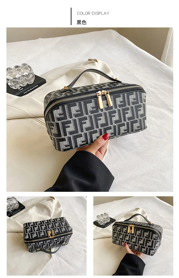 Capacious cosmetic bag for traveling, handheld waterproof retro organizer bag — chobi 13
