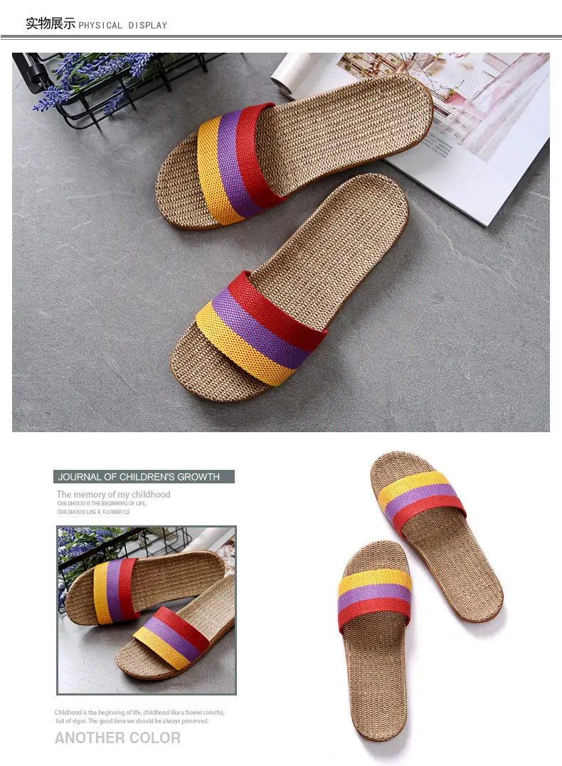 Non-slip summer men's slippers platform for men and women, for beloved, cotton and linen — chobi 3