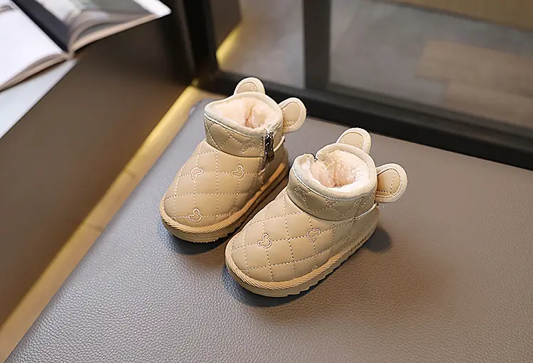 Baby snow boots, winter velvet cotton shoes, baby toddler shoes, children's baby shoes, Korean style milk tea ears — chobi 9