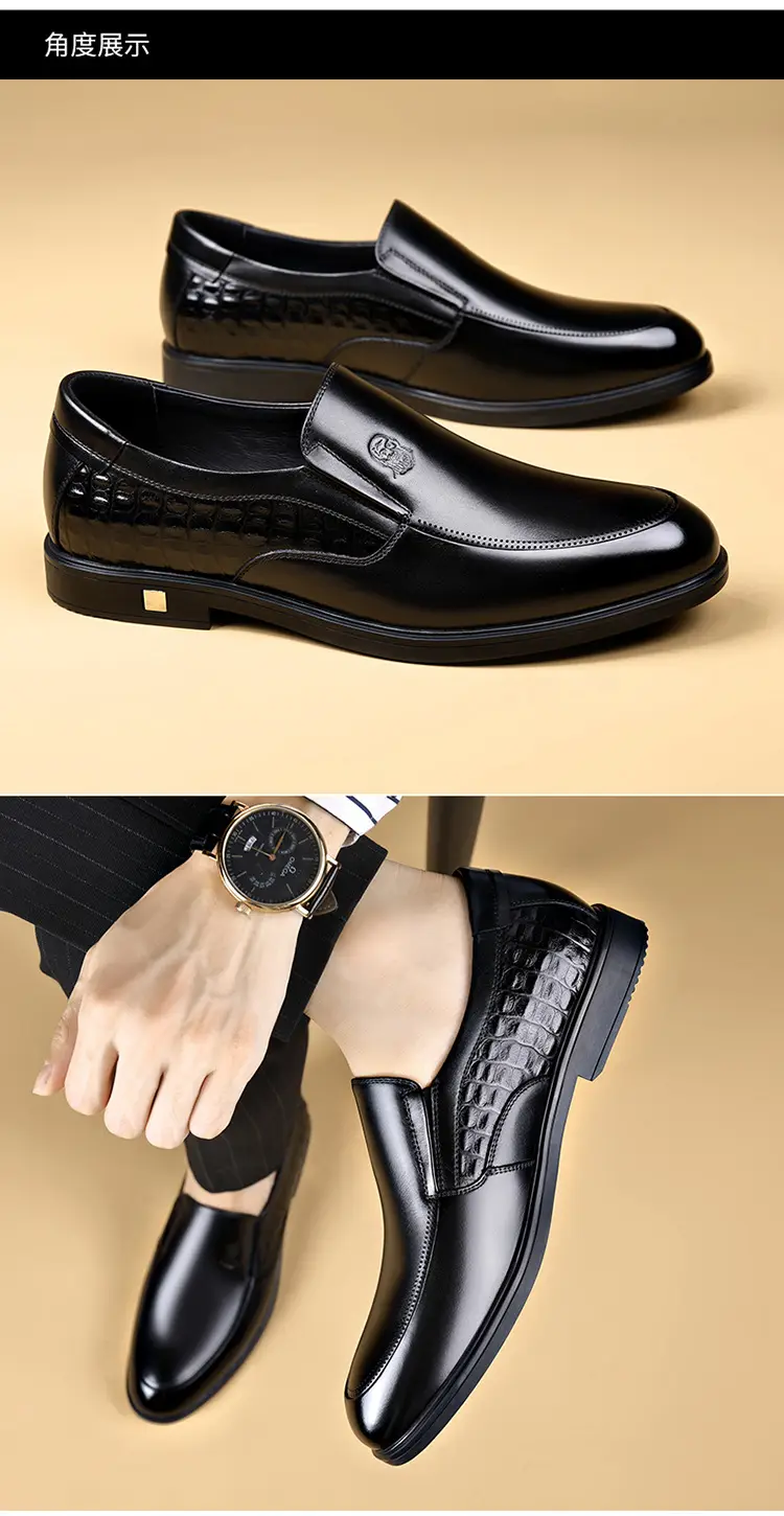 Men's human head, leather casual wedding shoes, crocodile print, genuine leather, cowhide — chobi 25