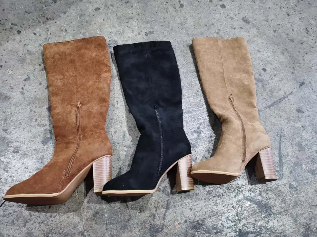Women over -the -knee boots 2020 autumn and winter new rough heels high -heeled small, lean fluff boots women's side zipper long and winter — chobi 4