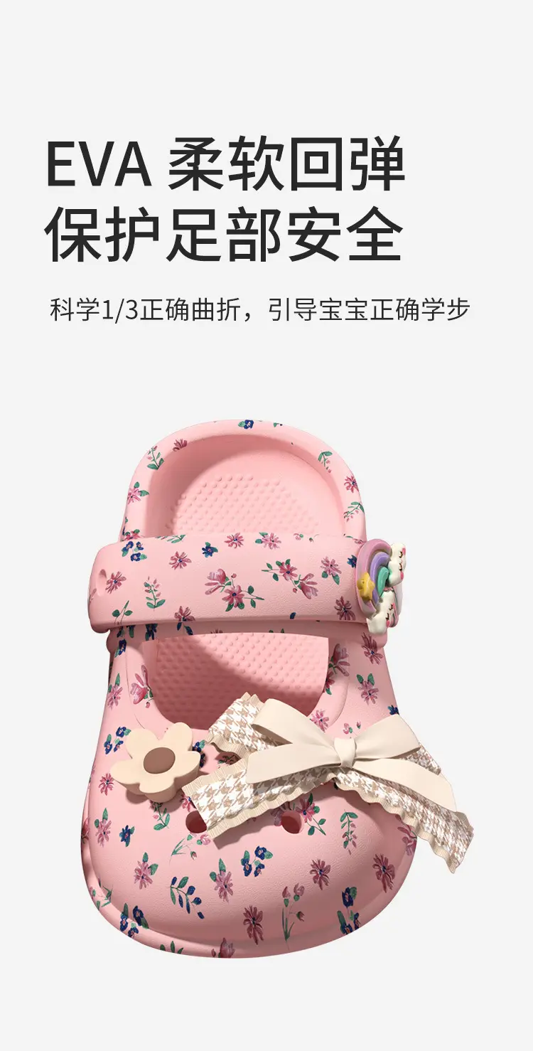 Crocs-style slippers with bow, children's Mary Jane shoes, sandals, beach women's slippers, beach footwear, closed toe, princess style — chobi 8