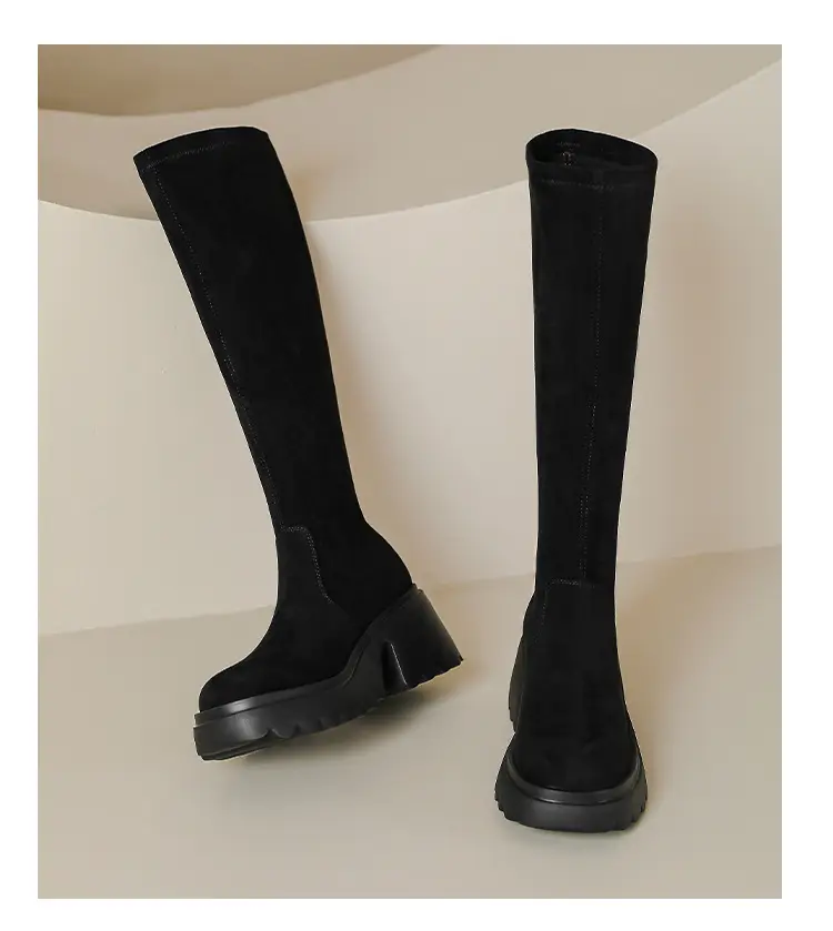 Demi-season elastic high boots platform heels, height increasing — chobi 21