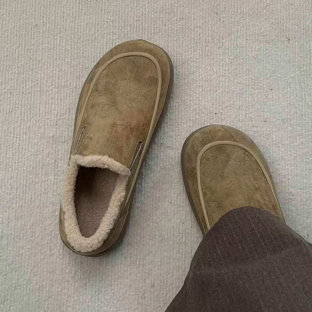 Demi-season keep warm Beijing cloth slippers flat, insulated loafers — chobi 5