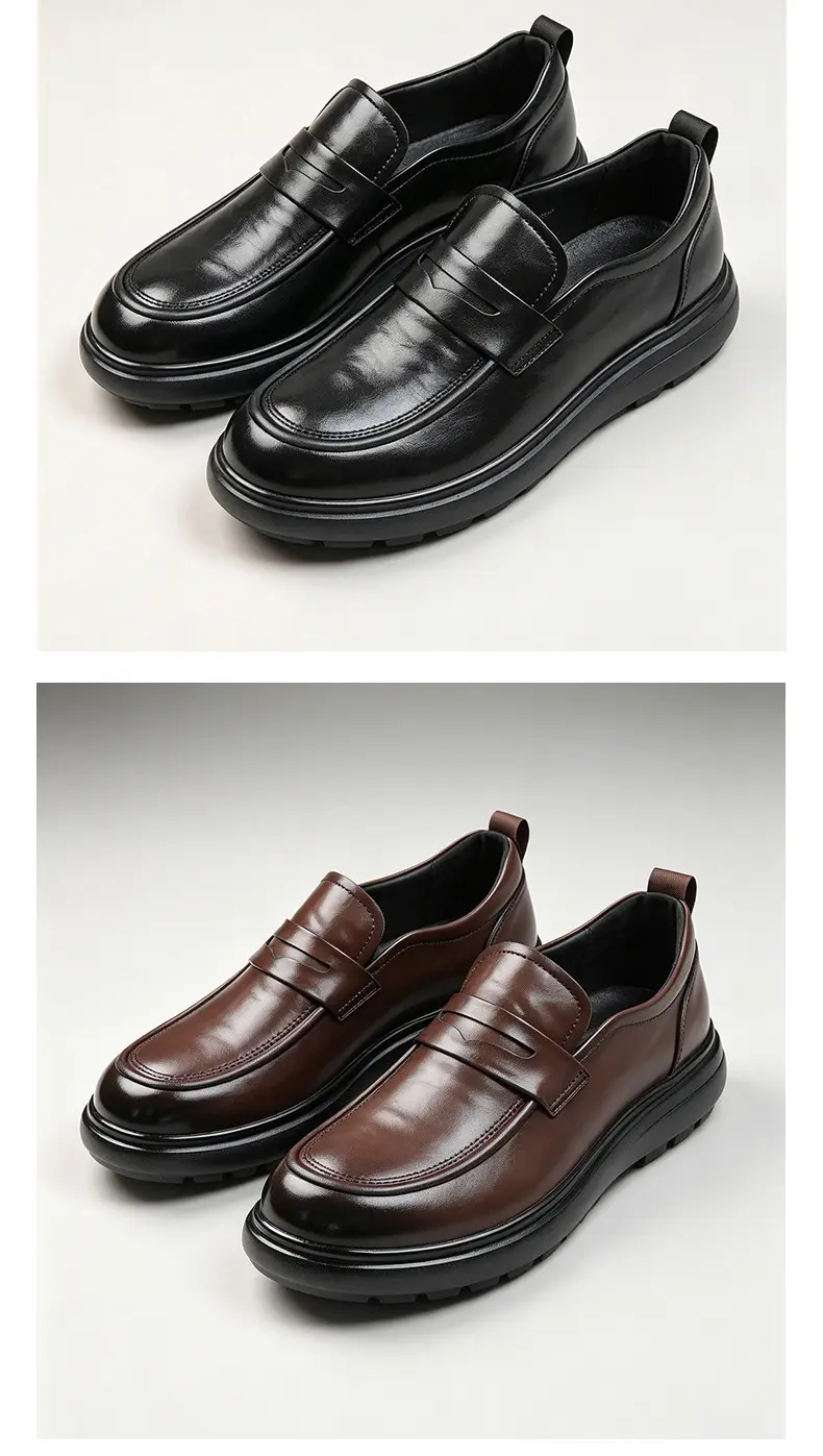 Shoes, loafers platform, universal slip-ons, men's casual breathable classic suit jacket, genuine leather — chobi 4