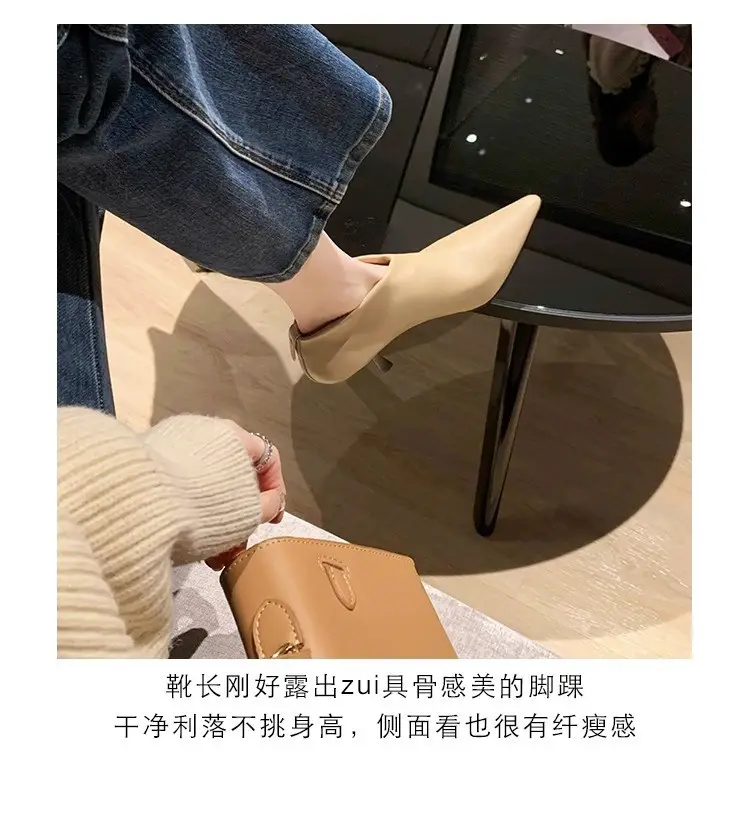 Elegant high heels pointed-toe stiletto heels, universal demi-season low boots, (Physicals), french style — chobi 11
